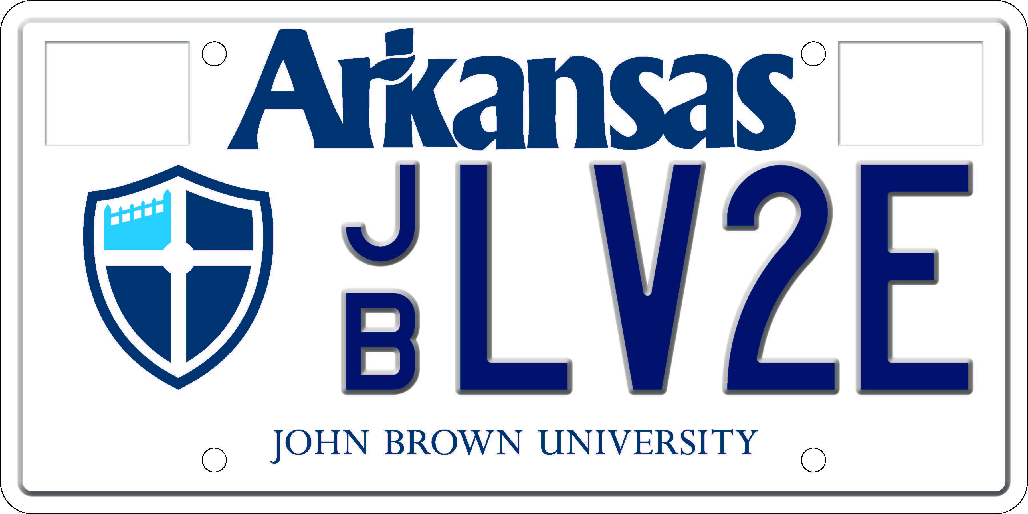 John Brown University License plate
