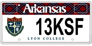 Lyon College License Plate
