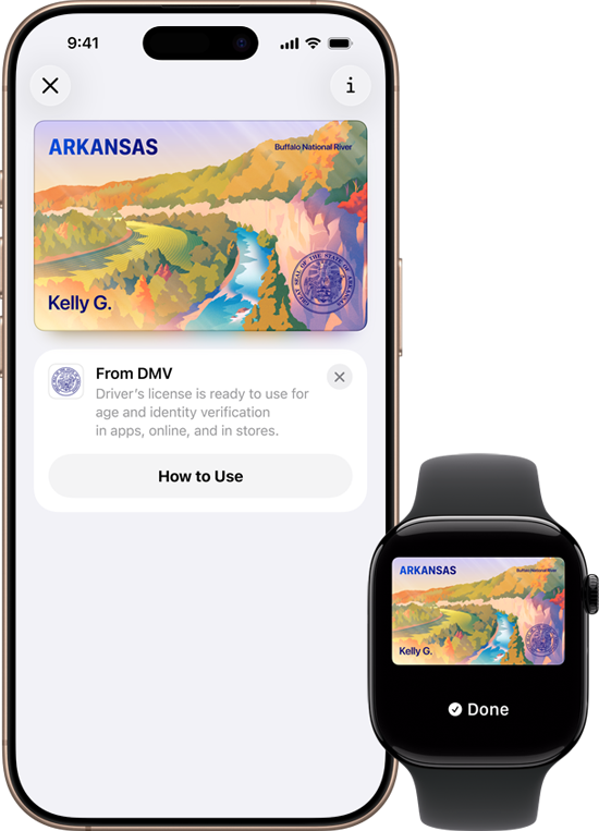 iPhone and Apple Watch showing Mobile ID on the screens
