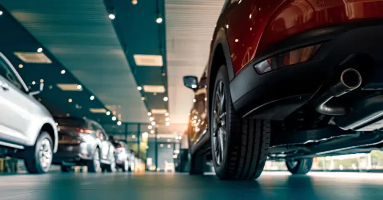 a new car in a vehicle showroom