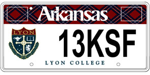 Lyon College Education License Plate